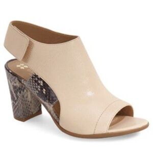 Naturalizer Cream and Brown Heeled Sandals